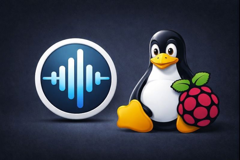 Sonarr logo next to the Linux penguin holding the Raspbian raspberry, representing installing Sonarr on Raspbian using Docker on a Raspberry Pi